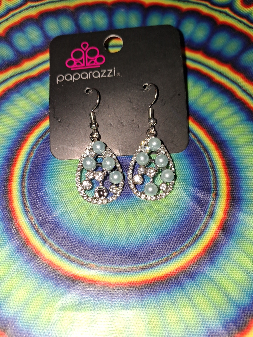 Paparazzi Mint Pearl Teardrop Dangle Earrings - Silver